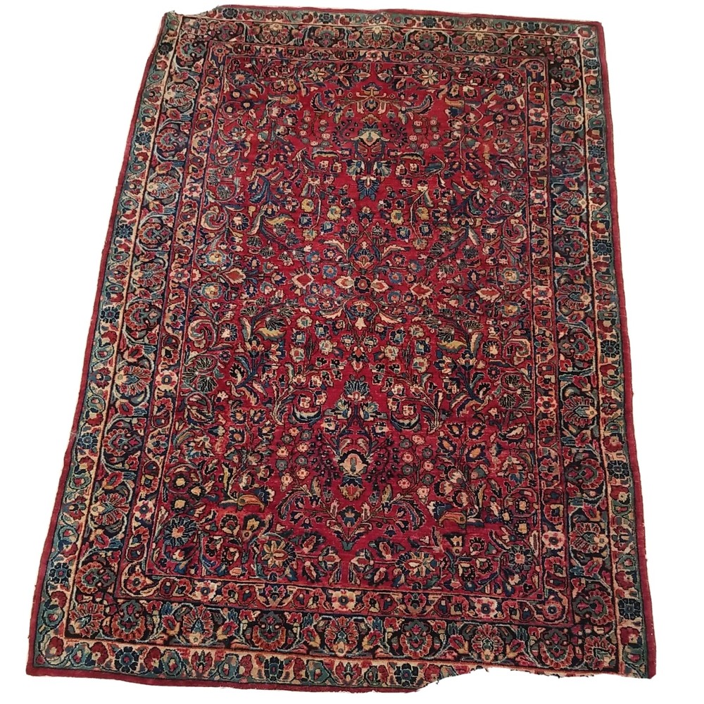 Antique Sarouk Mahajeran Rug 92" L X 62" W Hand Knotted Gorgeous Clean EUC