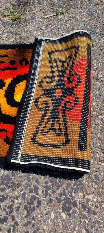 Vintage Rya Shag Rug 55” x 28” MCM Abstract Mid Century Danish Swedish Modern gallery