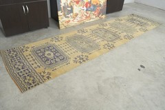 3×11 turkish runner rug, hand-knotted vintage oushak rug runner, boho decor,1108