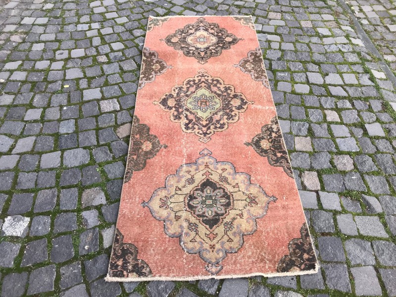 Turkish Vintage Rug Handmade Wool Rug Bohemian Runner Rug 2,7 x 6,7 ft gallery