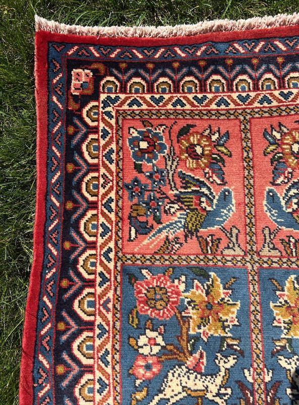 NATURAL WOOL Old Oriental Rugs Hand Woven,knotted size Approximately 4'4"x2'6" gallery