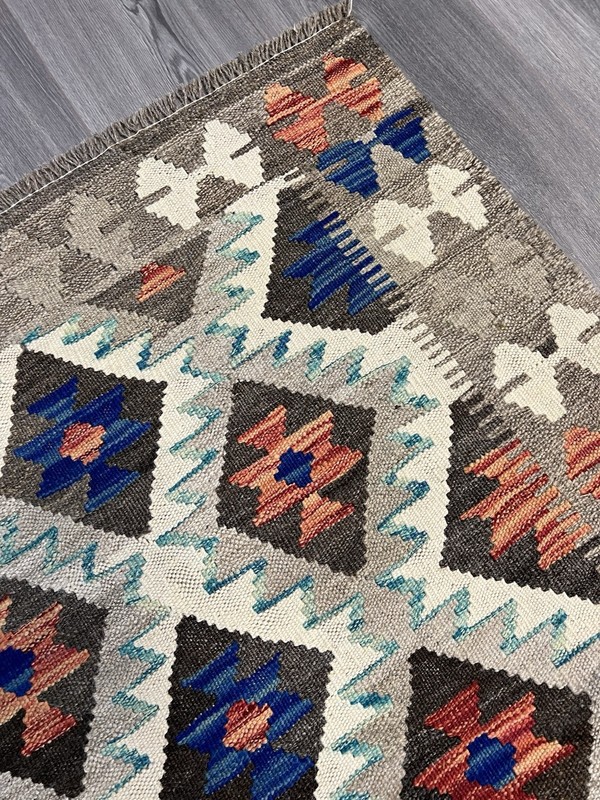 Handmade Kilim Runner wool natural colours Afghan Traditional 287cmx87cm gallery