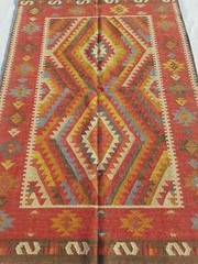 Fine Vintage Traditional Hand Made Oriental Wool Red Kilim Rug 177x124cm