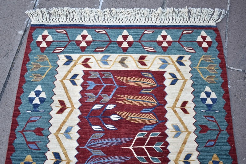 Turkish Oushak Rug 3 x 4 ft Wheat Pattern Super Fine Weaving Oushak Wool Rug gallery
