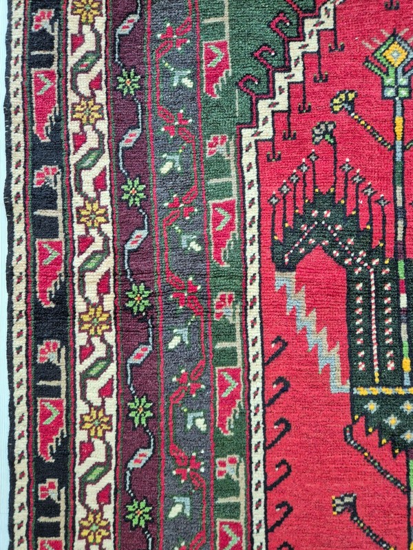 Vintage Turkish Konya Hand-Knotted Rug 41"x74" Anatolian Wool Rug 1960s gallery
