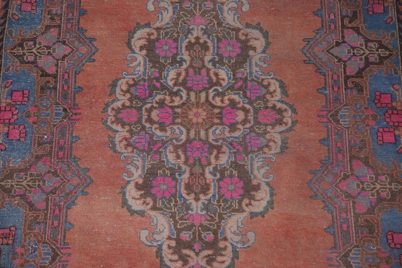 Handmade Coral Vintage Wool Carpet Over-Dyed Traditional Rug 5x10 Ft Tribal Rug gallery