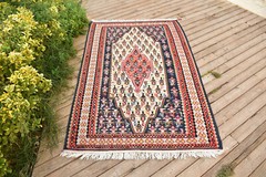 Kilim Rug 43”x70” Handwoven Anatolian Senneh Unusual Pink Rug Kilim 110x180cm