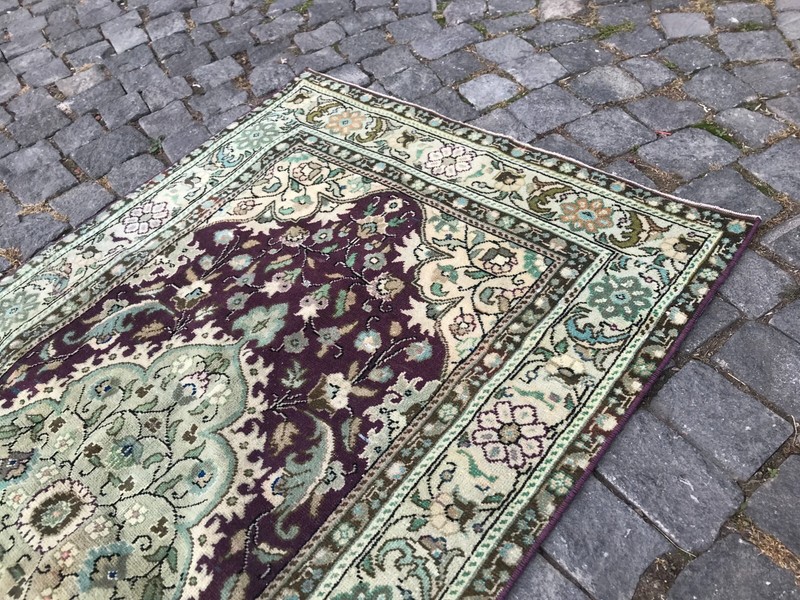 Turkish Antique rug Bohemian Area rug Oushak rug Vintage Rug Handmade Wool rug gallery