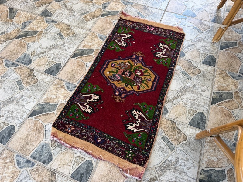 Rustic Red Vintage Area Rug 2x3 Distressed Tribal Anatolian Shabby Wool Carpet gallery