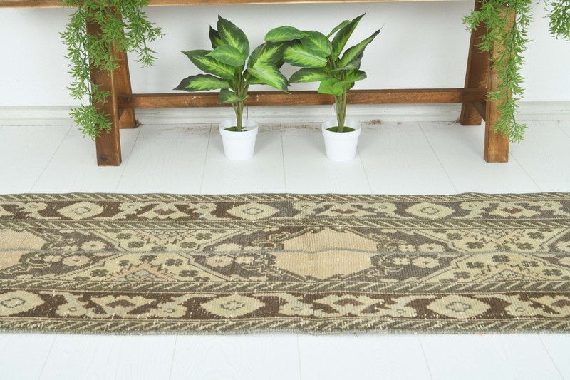 Turkish Runner Rug 2x12 Hand-Knotted Vintage Narrow Oriental Rug Carpet,1507 gallery