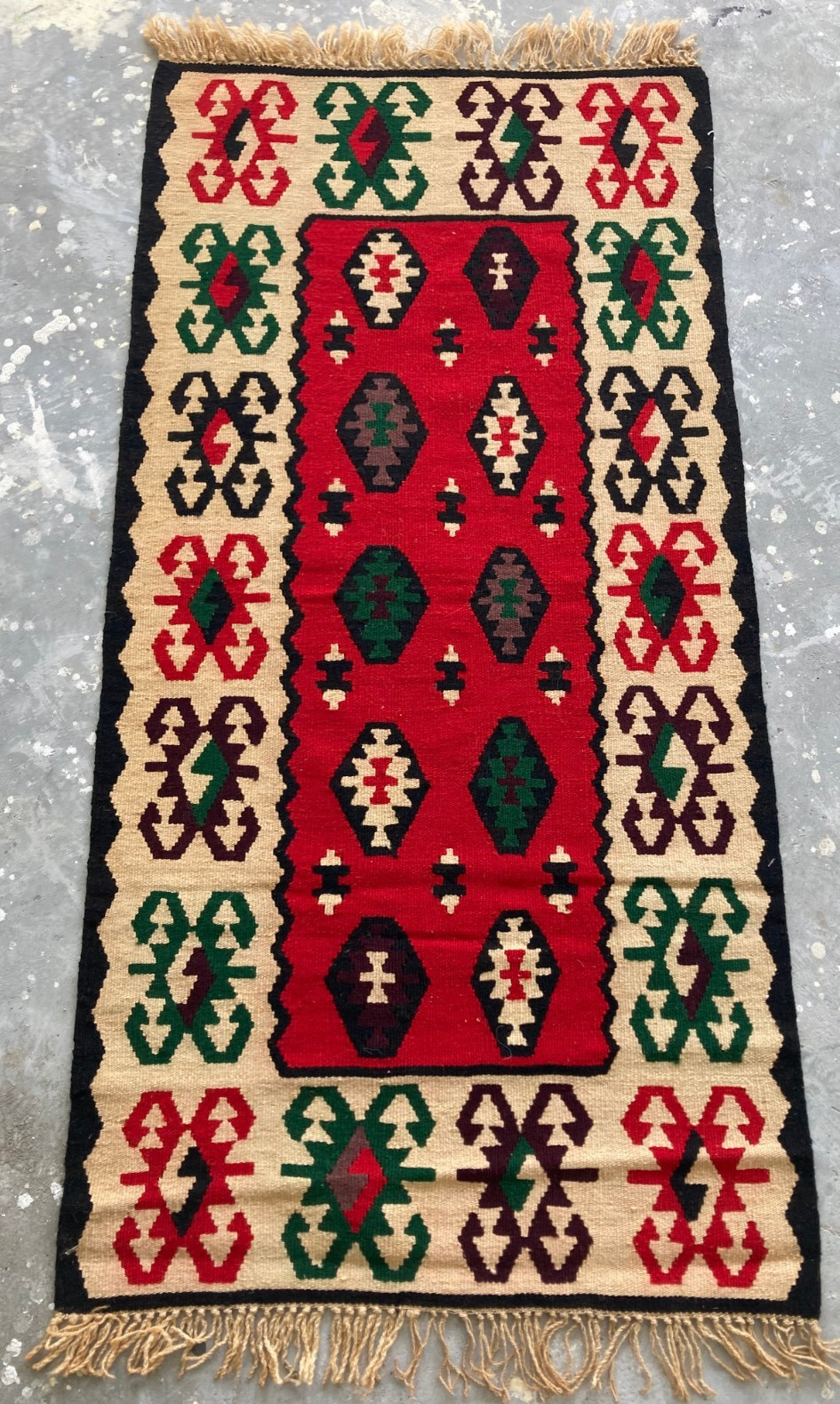 Vintage Traditional Turkish Handcrafted Kilim Rug for Home Décor 138x68 cm gallery
