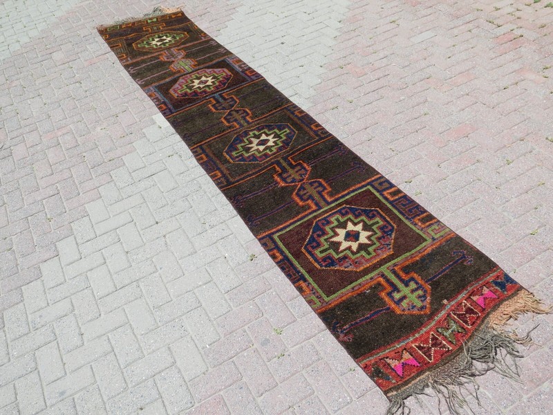 Carpet Runner, Kurdish Wool Rug Runner, Stairs Rugs, Kitchen Runner 30"x161" gallery