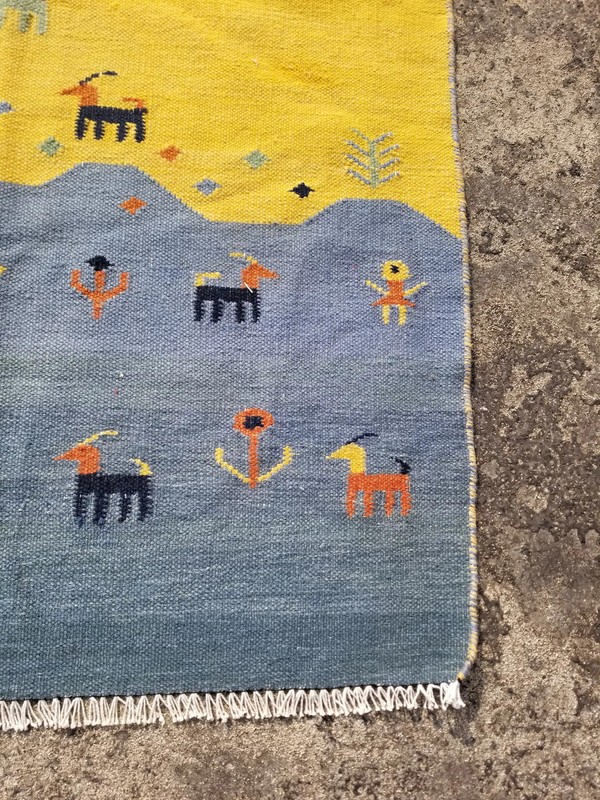 Vintage Traditional Handmade Gabbeh Wool Multicolor Kilim 4.9x2.8 ft gallery