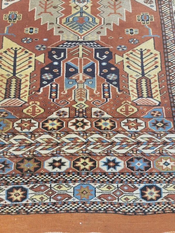 Antique Oriental Hand-Knotted Wool Runner Serapi Design Rust/Ivory 3'1" x 16' gallery