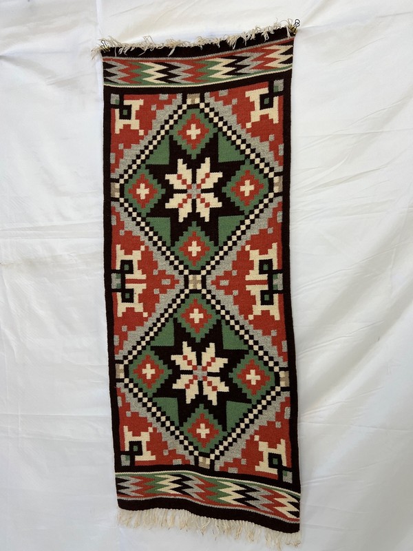 Swedish Röllakan Rug Handwoven Scandinavian Star Wool Runner Folk Art gallery