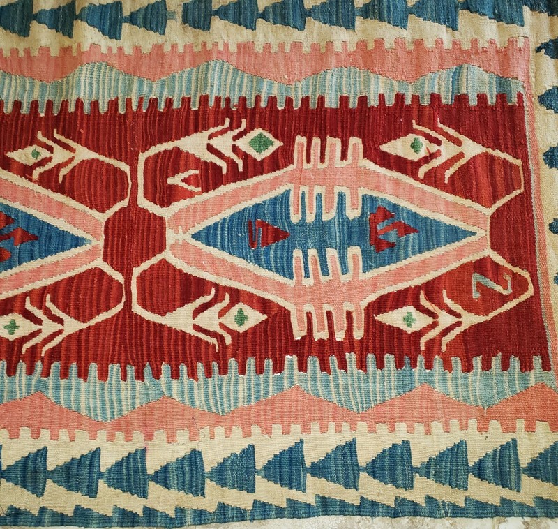 Antique KILIM Traditional Tribal Caucasian Hand Knotted LOTUS Wool 5'5" x 3'4" gallery