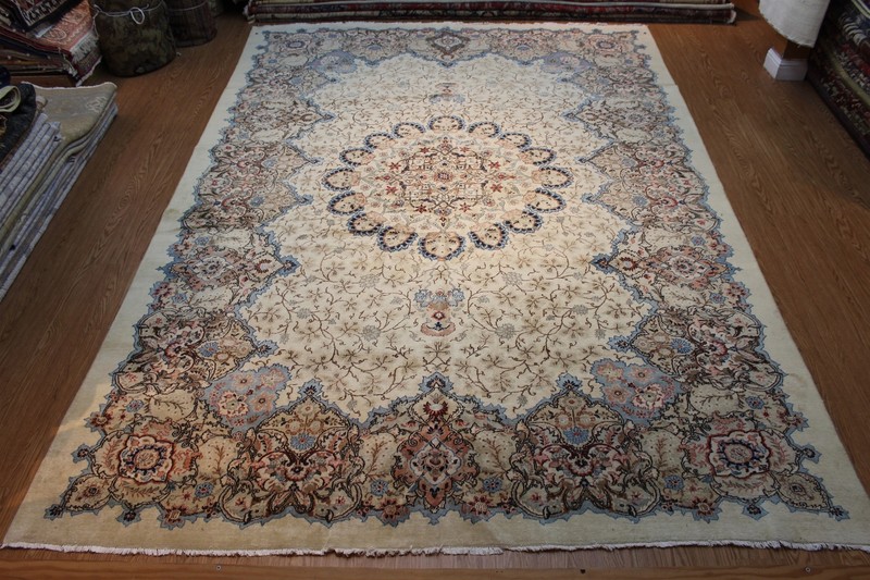 ANTIQUE_HAND-MADE_TABREZ_RUG_10'x14' Circa 1920's Antique Floral Design Genuine gallery