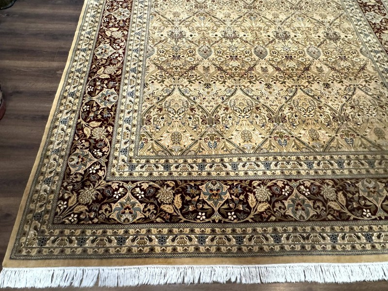 Fine Pak Per'sian Rug 9x12, Gold and Wine Red, Panel Design, 330 KPSI gallery
