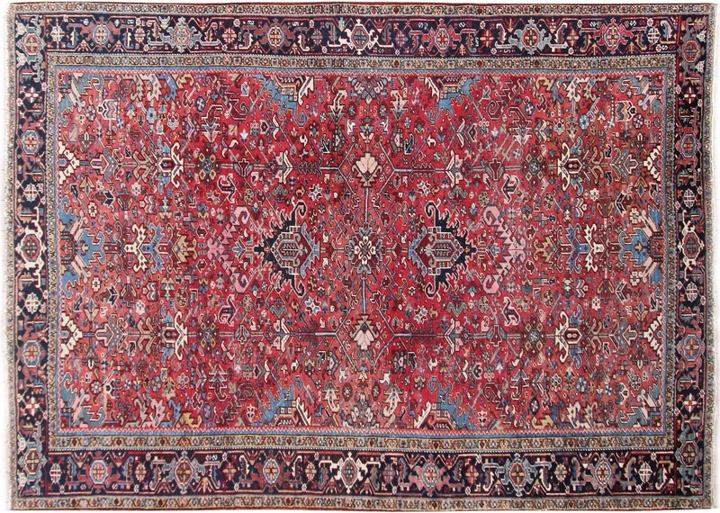 8x11 Antique Traditional Geometric Handmade Red Wool Area Rug 239cm x 336 c.1920 gallery
