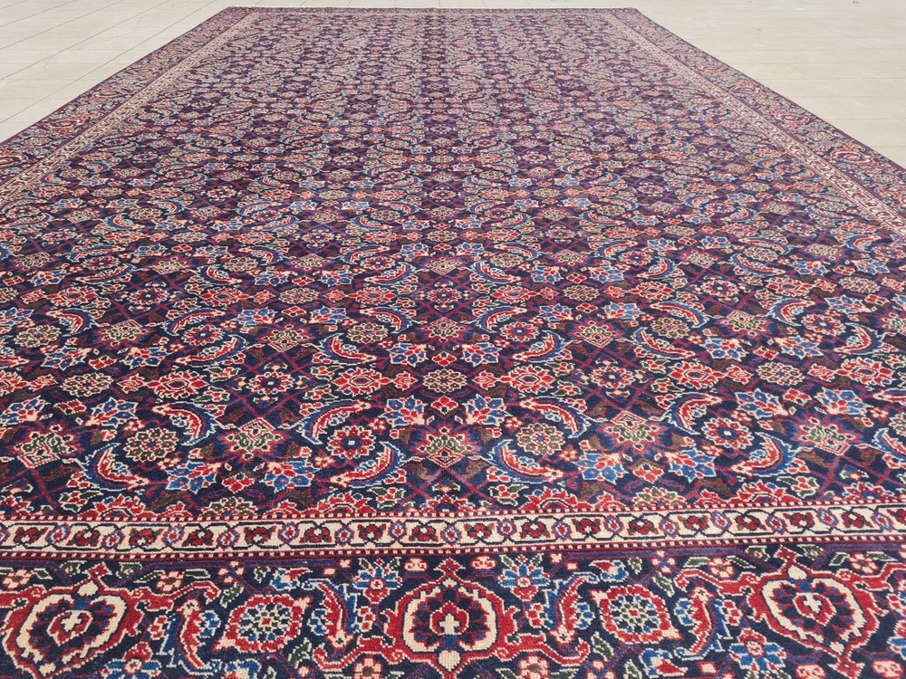 Amazing Hand Knotted Vintage Tribal Tabreez Wool Area Rug 15 x 9