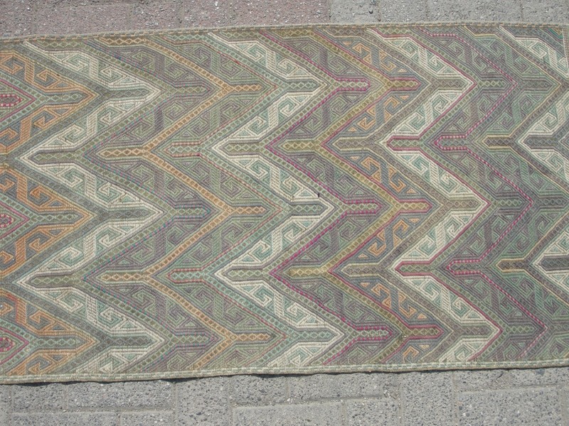 2x 7 ft Table Runner Handmade Vintage Turkish Kilim Rug - Rugs for gallery