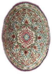 1.5×2 Magnificent Antique French Savonnerie Oval 46cm x 61cm C. 1920