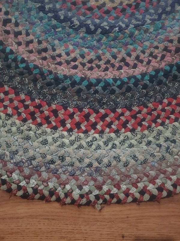 Antique Hand Made Round Braided Rug 46" Multicolor gallery
