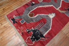 Vintage Tibetan Large Scale Dragon Rug Size 4’x7′