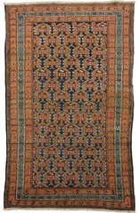 Antique 4×6 Vegetable Dye Wool Traditional Area Rug in rust & Green Colors