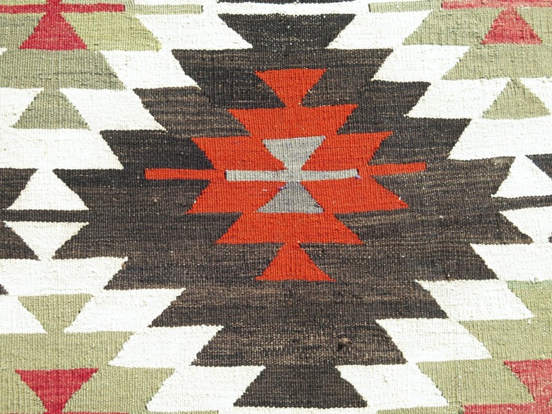 Vintage Geometric Tribal Turkish Carpet, Handmade Large Multicolor Rug 68"x105" gallery
