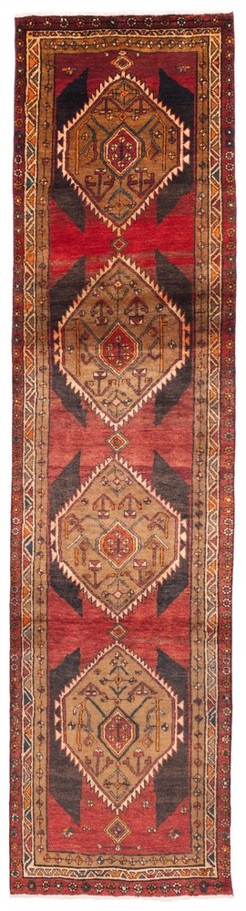 Vintage Hand-knotted Runner Rug 3'3" x 13'0" Traditional Oriental Wool Carpet