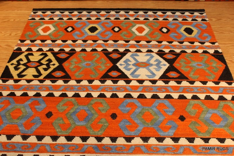 _HAND_WOVEN_KILIM_Southwestern style 5x8 ft. SHIRVAN CAUCASIAN KAZAK DESIGN gallery