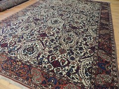 WOW! 10×14 Antique Esphahan wool Oriental Area Rug Rust Navy BLUE