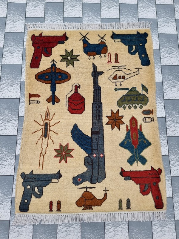 Vintage Hand Afghan War Rug Tribal Wool With Knotted Beautiful Wall Hanging Rug gallery