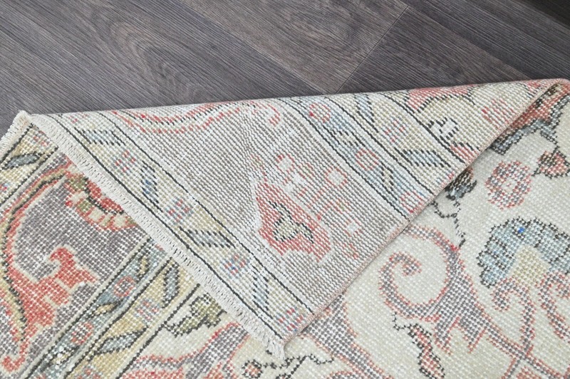 Vintage Turkish Runner Rug 2x5ft Wool Anatolian Handmade Hallway Oushak RED gallery