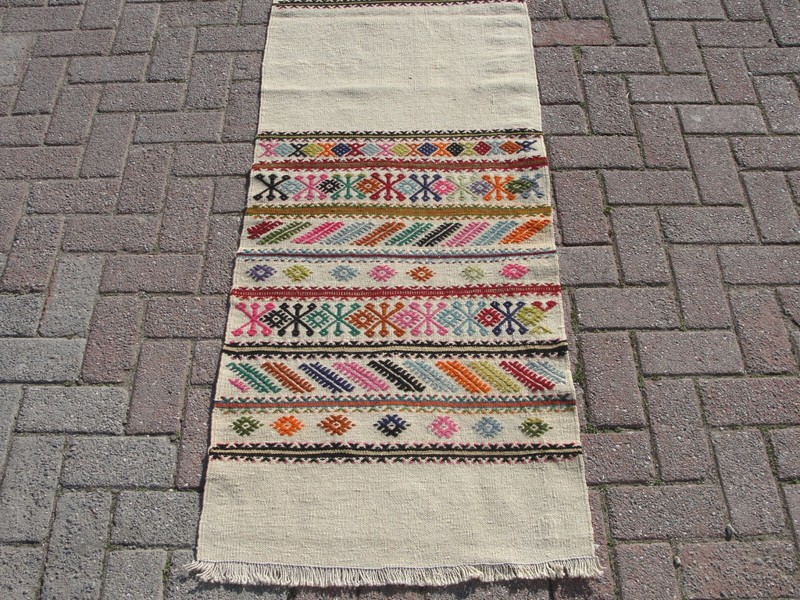 2x8 Turkish Kilim Rug Runner– Handmade Embroided Rugs for Living Room gallery