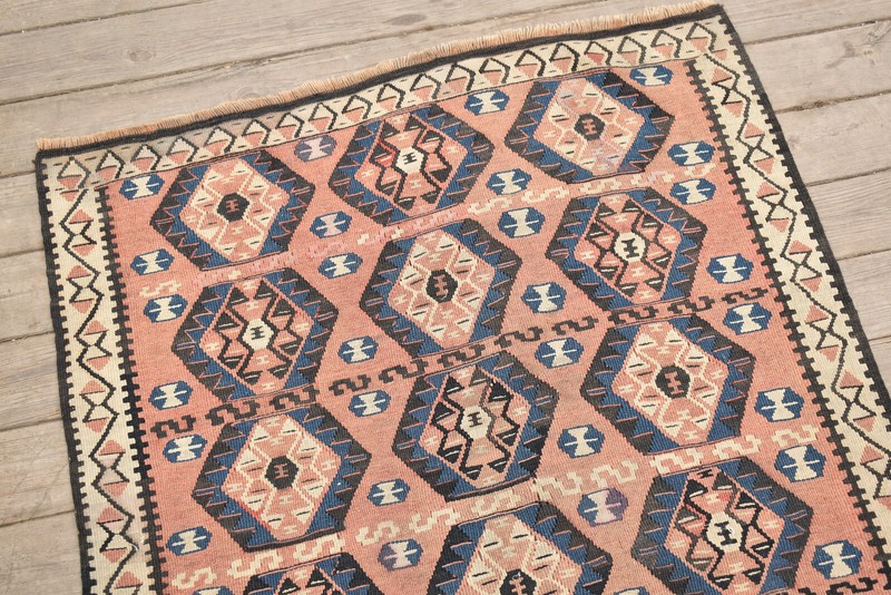 Turkish Rug 32''x99'' Handwoven Van Kilim 83x254cm Wool Vintage Tribal Area Rug gallery