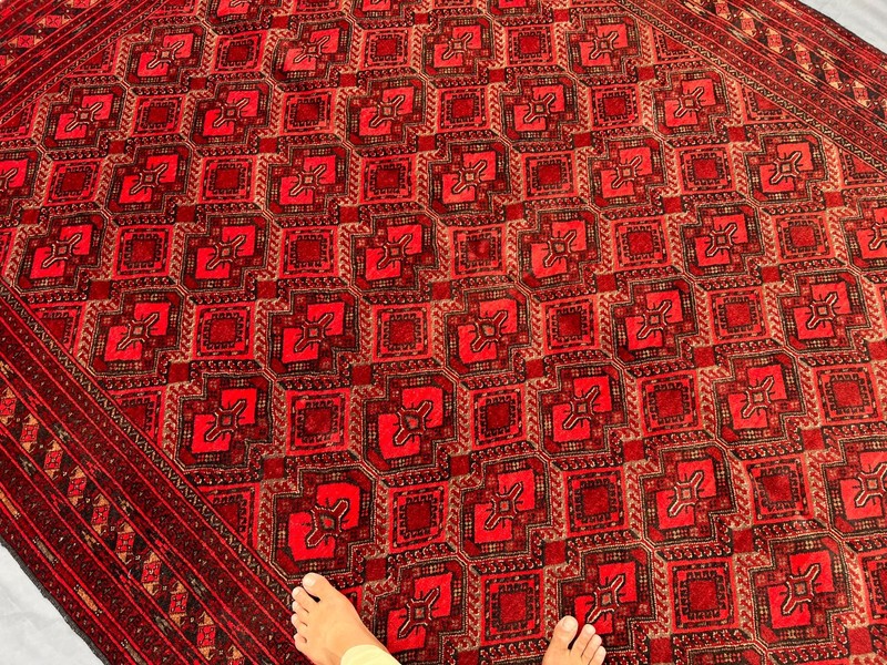 Hand Knotted Turkmen Ersari Rug 6'8x9'4 ft Rare Geometric Pattern Large Carpet gallery