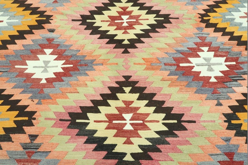 Turkish Kilim Wool Rug, Handmade Area Rugs, Vintage Tapis Large Teppich 76"x118" gallery