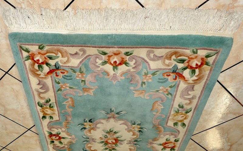 VNTG Chinese 5.10x3 Hand Knotted Peking Sculptured Teal Aqua Aubusson Area Rug gallery