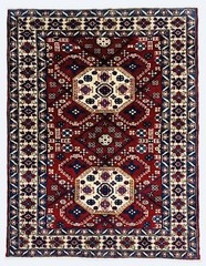Vintage Hand Knotted Ardebil Rug 4×5 Red Wool Tribal Oriental Area Carpet