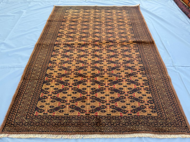 Brown Vintage Afghan Bokhara Rug 4x6 Hand Knotted Persian Style Oriental Carpet gallery