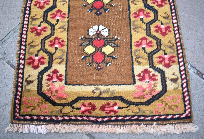 Fabulous Antique Turkish Rug 18'' x 29'' Collectors Item Melas Yastik Wall Rug gallery