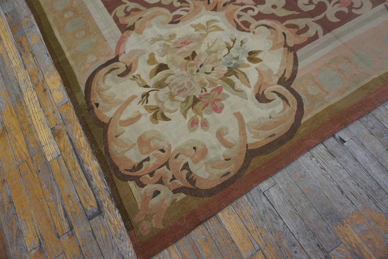 11'x14' Antique Mid 19th Century Floral Napoleon III Design Flat Woven French gallery