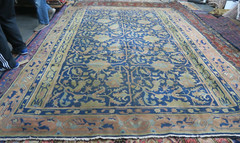 Antique Samarkand Rug 8’8×11’8 Hand Knotted Wool Blue Distressed Shabby Oushak