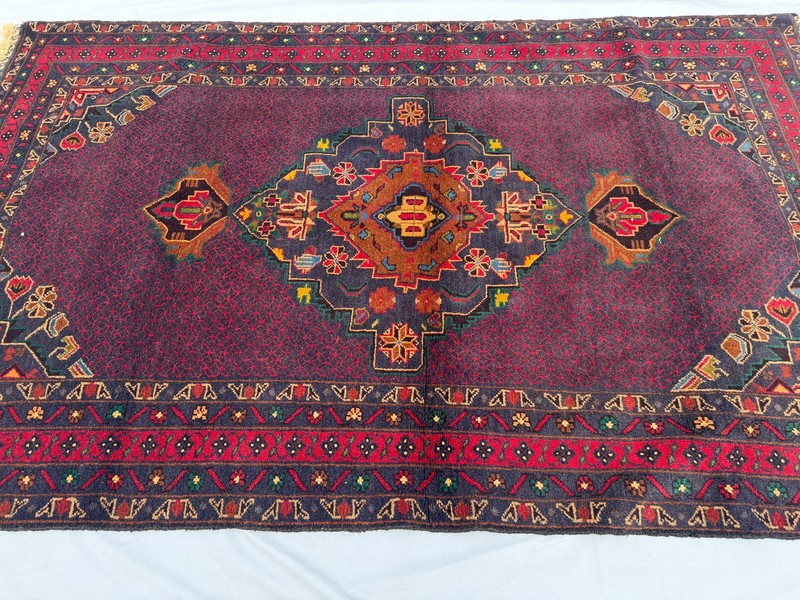 4x6 ft Fine Afghan Hand knotted Area Rug Red Geometric Baluchi Medallion Carpet gallery