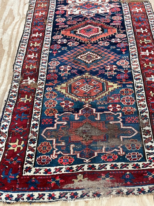 Antique Kazak Caucasian Rug 3'5" x 10' , #12000, AS IS, c-1880's gallery