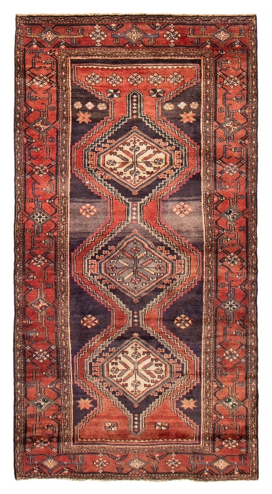 Vintage Hand-Knotted Area Rug 4'4" x 8'4" Traditional Oriental Wool Carpet