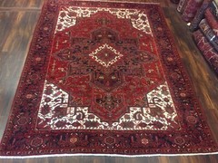 Sale Genuine Hand Knotted Heriz Serapi Area Rug Geometric Carpet 8’8”x11’5”,#795