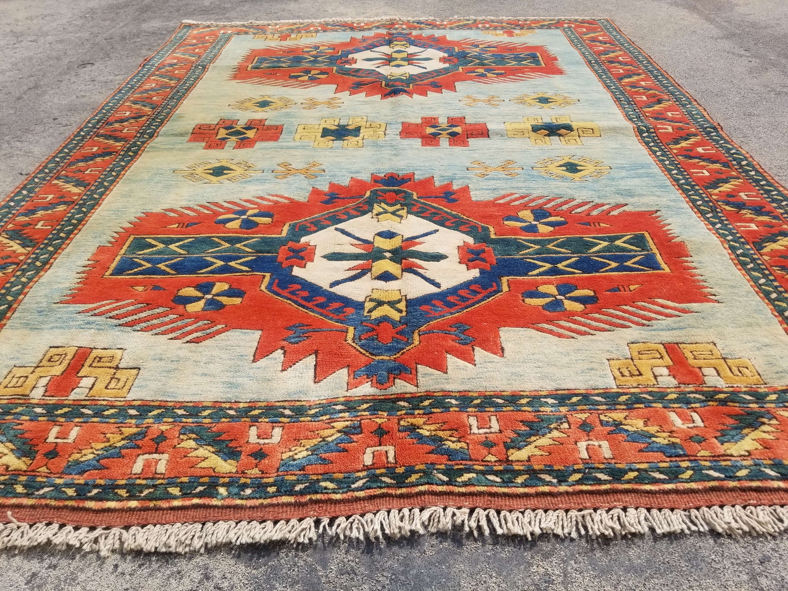Vintage Distressed Hand Made Traditional Oriental Wool Orange Rug 197x151cm gallery